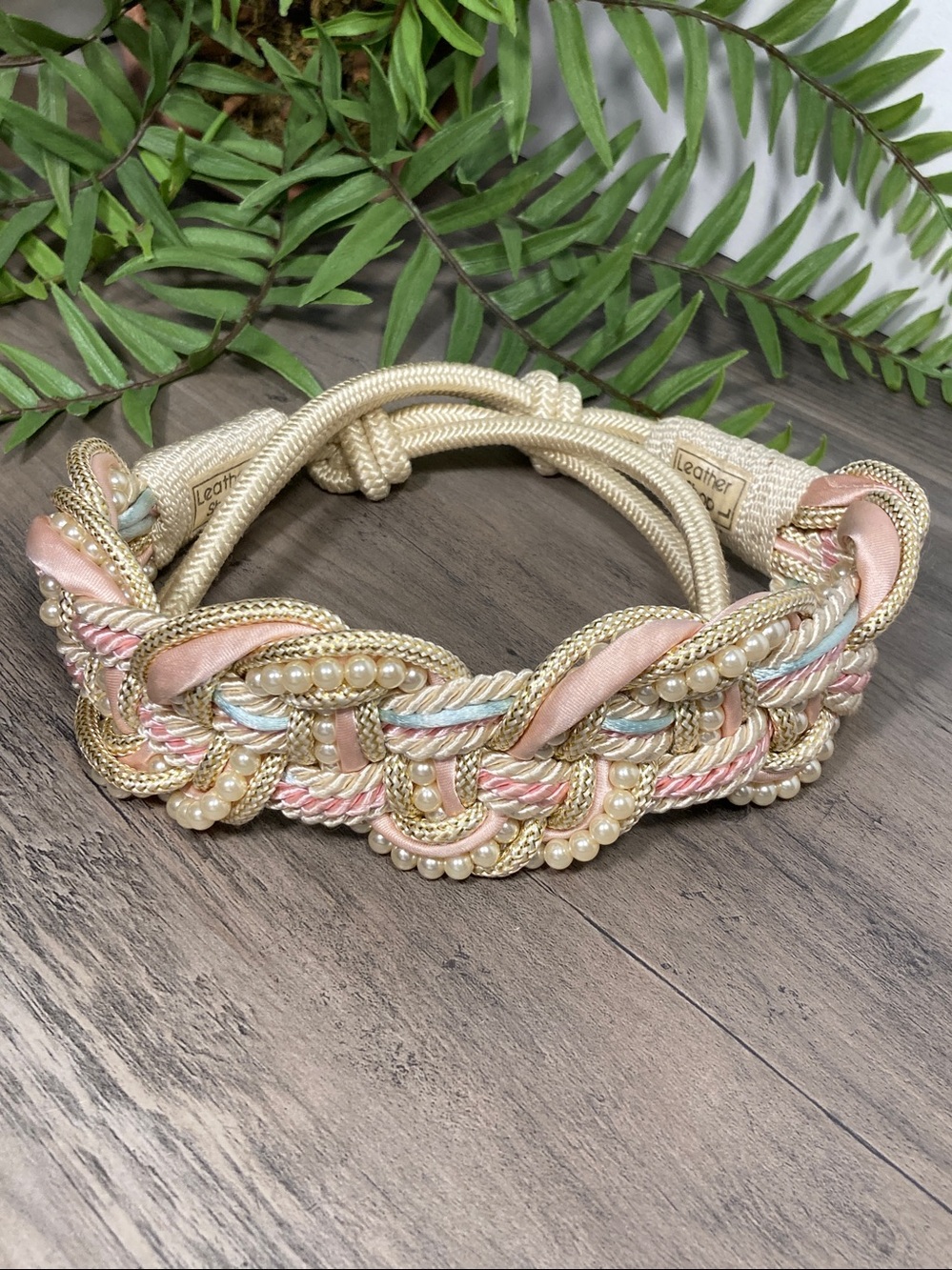 Vintage Pastel Beaded Multicolor Braided Stretch Belt 80s Glam Mermaidcore